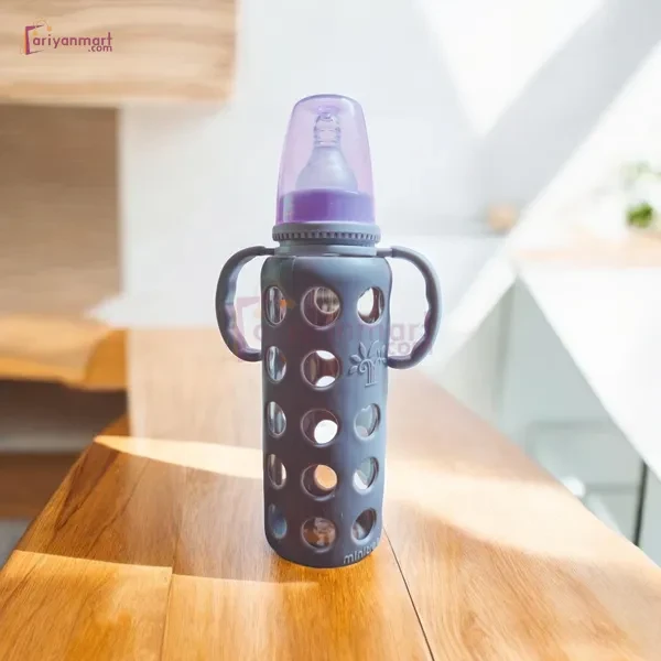 Minitree Slimneck Glass Feeding Bottle 6m+ 240ml - Purple
