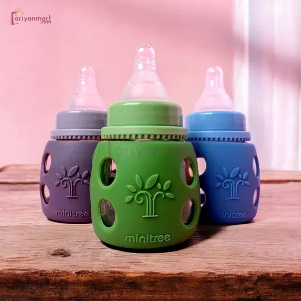 Minitree Slimneck Glass Feeding Bottle 0m+ 60ml - Red