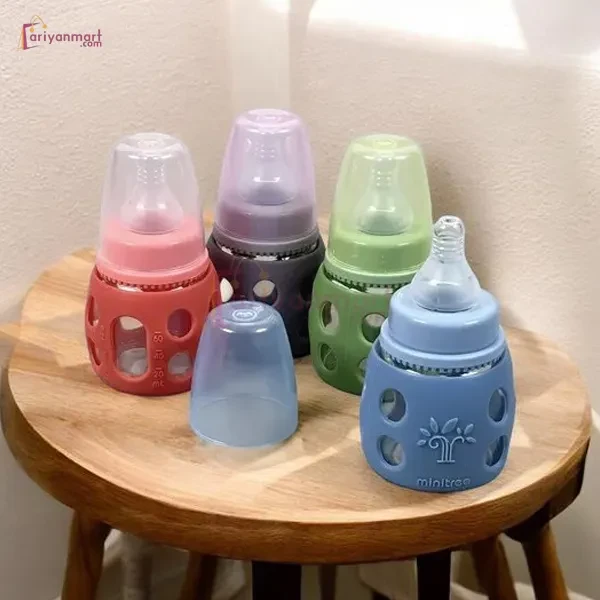 Minitree Slimneck Glass Feeding Bottle 0m+ 60ml - Blue